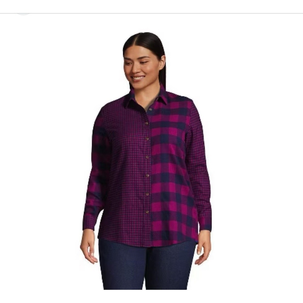 Land's End Flannel  women's Large size  shirts